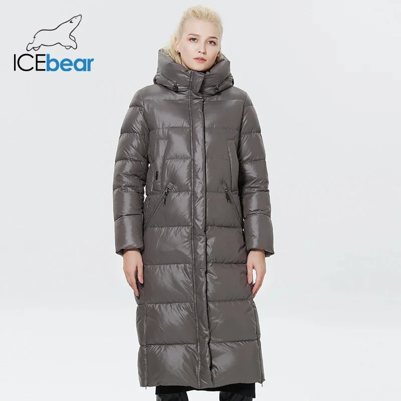 ICEbear 2023 Winter Women Outwear Parka Super Long Warm Windproof Zipper Cotton Coat Ladies Elegant Winter Jackets GWD22637D
