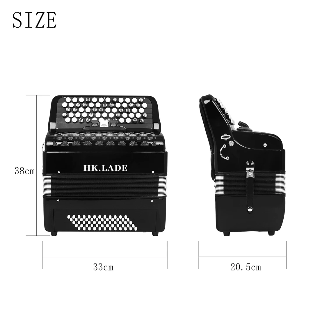 HK.LADE AH-110 Bayan Akkordeon, 62 Tasten, 60 Bass-Akkordeon mit Taschengurt, professionelles Tastaturinstrument für Leistung – Detail 4