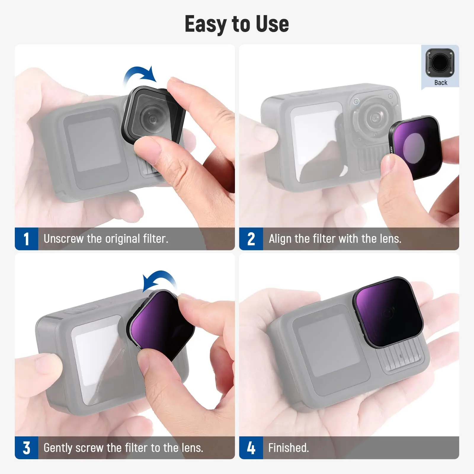Kit Filtres ND CPL pour GoPro Hero 13 12 11 10 9 Noir - 4/6 Pack