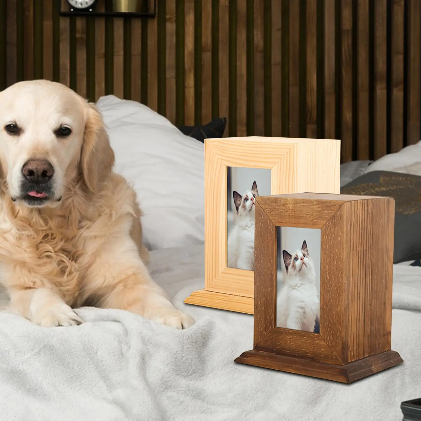 Cadre Photo Souvenir Pour Chien/chat - Bois Noir - Personnalisable - UK