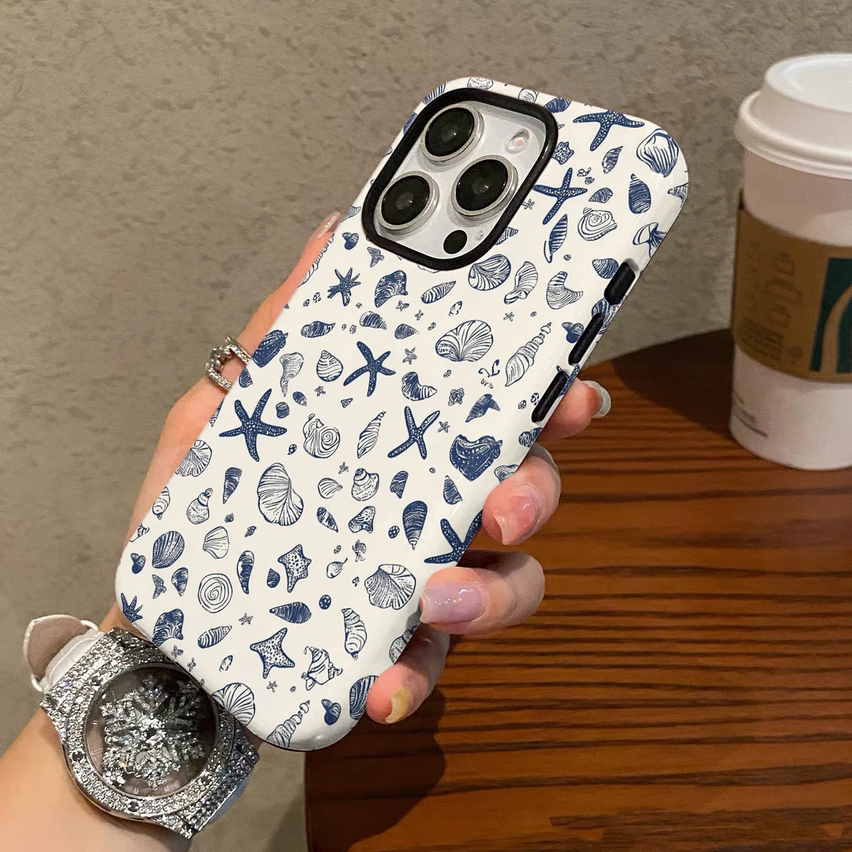 Luxury Ocean World Starfish Design Double-Layer Phone Case Back Cover