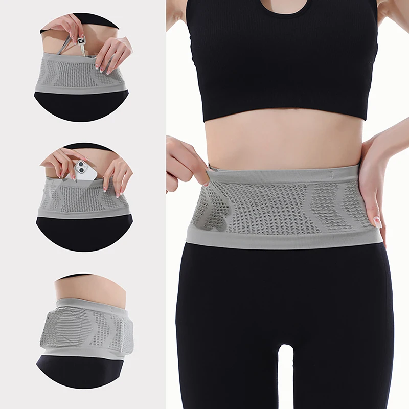 

1Pc Multifunctional Knit Breathable Concealed Waist Bag Slim Waist Pack With Hanging Hook Packet For Riding Fitness