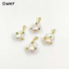 WT-MP138 WKT Natural Pearl & CZ Pendant Irregular Pearl With CZ Charm Women Fashion Necklace Women Gift Jewelry Findings 4