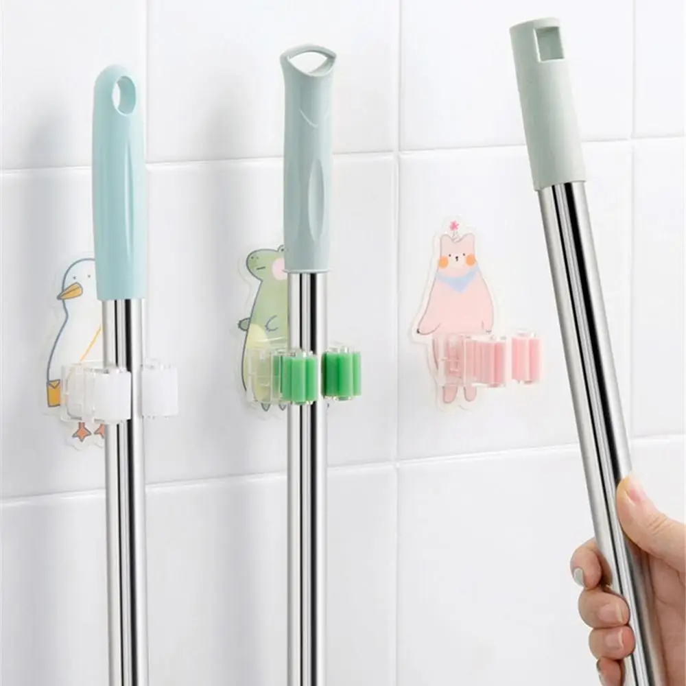 Mop Holder Self-adhesive Broom Stand Wall Mounted Mop Support Sweeping Brush Hook Storage Organizer Bathroom Kitchen Accessories