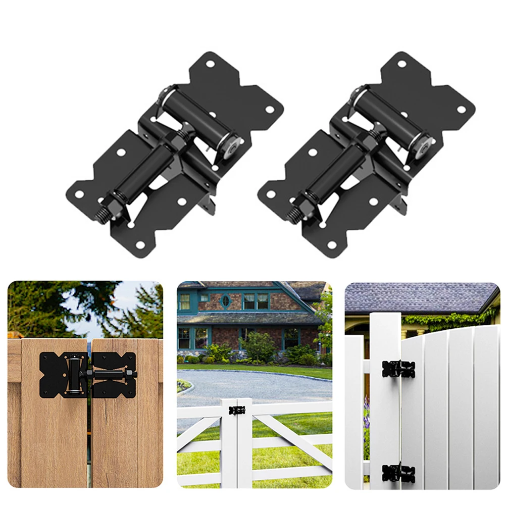 2 Sets Self Closing Gate Hinges for Wooden Fences Heavy Duty Stainless