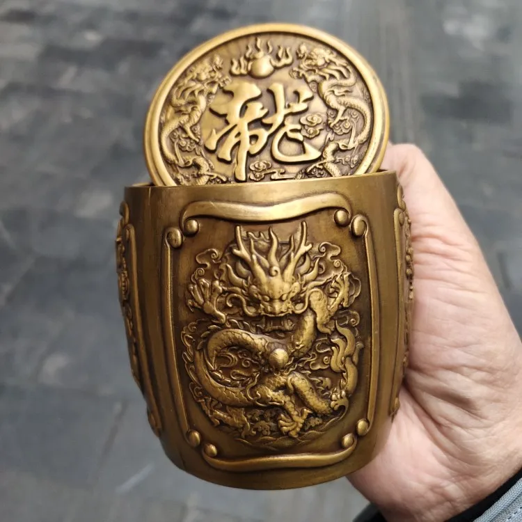 

Tea Pot Collection, Brass Dragon Pattern, Storage Pot, Patina Moisturizing, Home Tea Ceremony Crafts