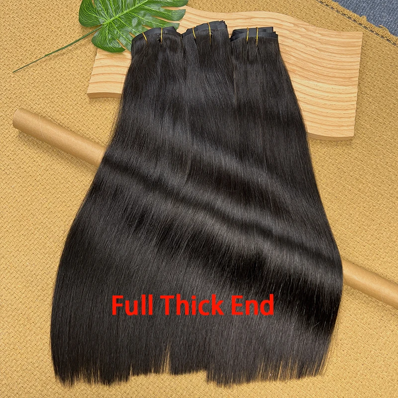 Double drawn rakt seamless clip in äkta hår extensions tjocka_voghion.com
