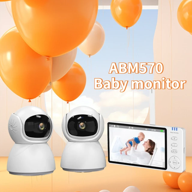 Smart Baby Monitor 5" LCD Screen ABM570 with Night Vision,2-Way Audio,Temperature Sensor & Lullabies,for Home Security 3500mAh 1