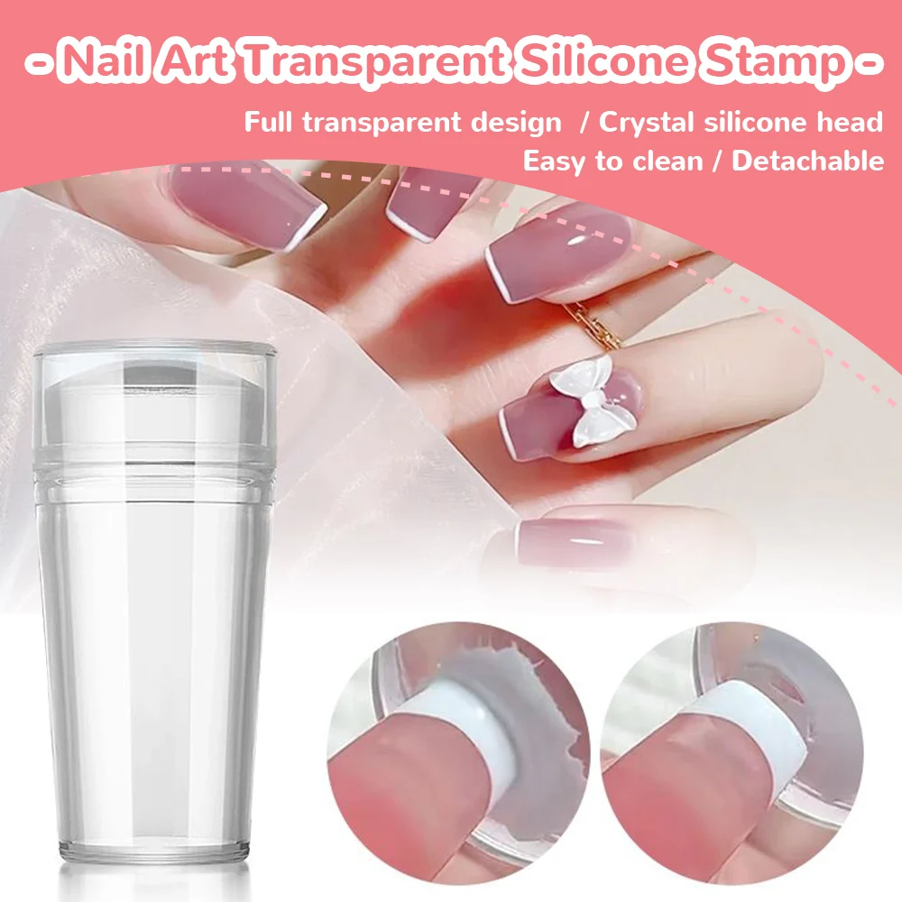 Nail Art Tools Transparent Nail Stamper Scraper 2pcs Jelly Silicone Stamp French Nails Manicuring Kits Stamping Tool Set