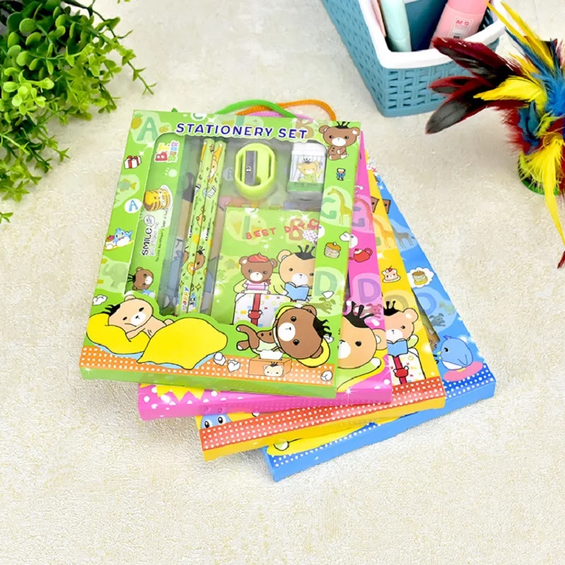 Wholesale 61 Stationery Set Pencil 6-Piece Set Primary School Children Learning Gift Kindergarten Birthday Gift Award Gift Set