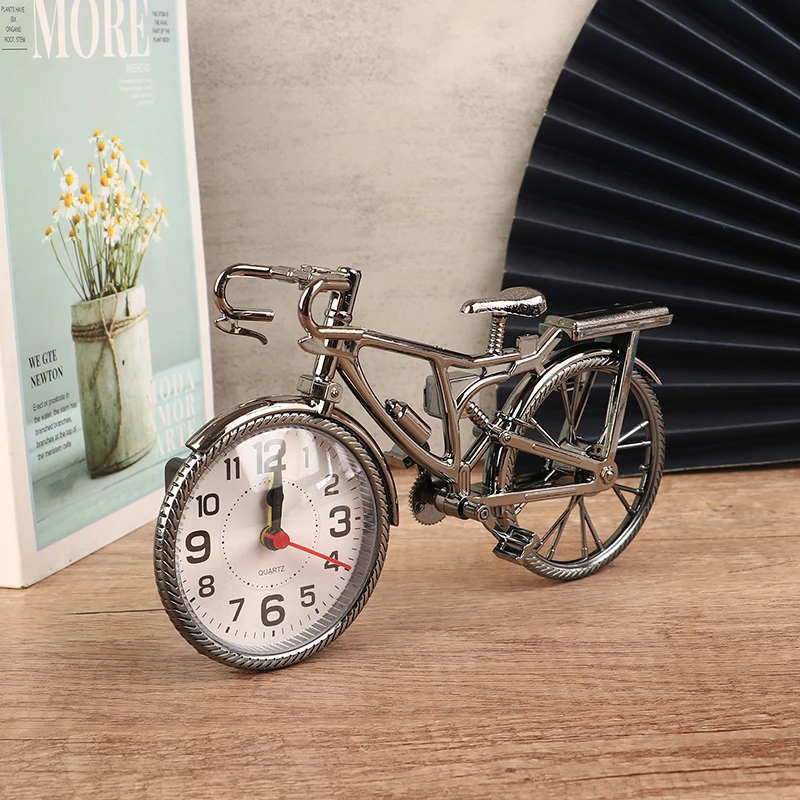 1pc Vintage Bicycle Shape Arabic Numeral Creative Table Alarm Clock Home Decor Room desktop Decoration Crafts Gift