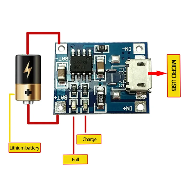 1/5/10pcs Type-c Micro USB 5V 1A 18650 TP4056 Lithium Battery Charger Module Charging Board With Protection Dual Function 1A DIY 3