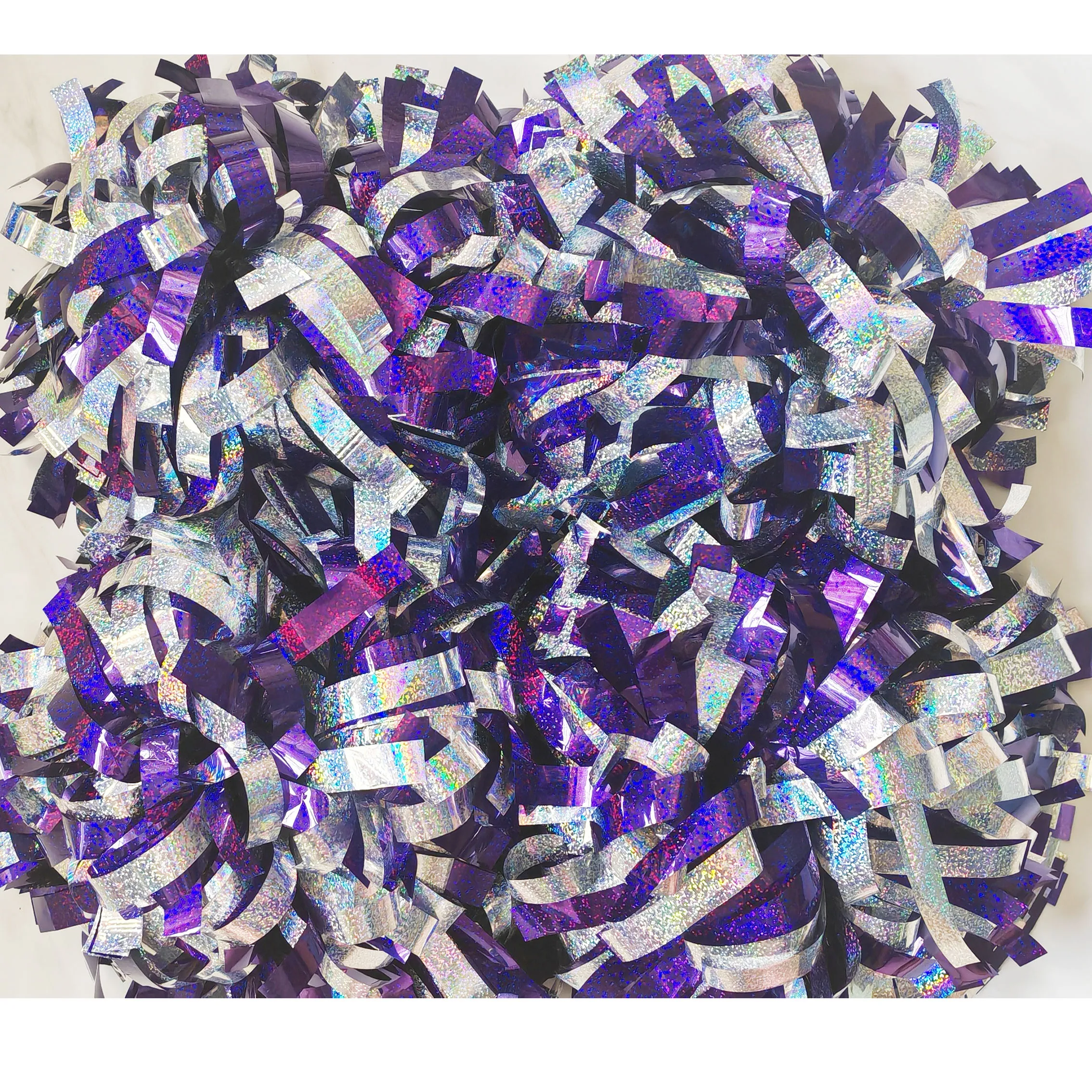 1PIECE,Cheerleader Pom Pom Pom,Metallic Silver Holographic, Light Blue Holographic, Size and Color, Baton Handle