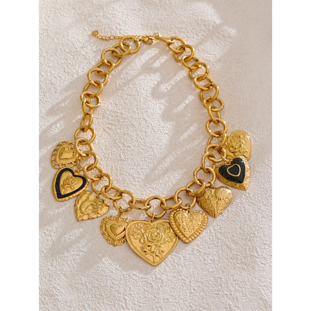 Yhpup Heart Pendant Necklace 18K Gold PVD Plated