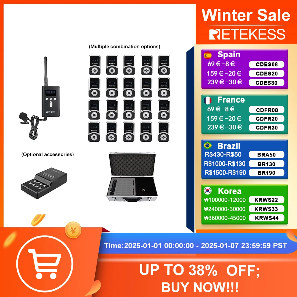 Retekess T130S Tour Guide System Tour Guide Wireless Audio System Radio For Excursion Translation Church Training Museum