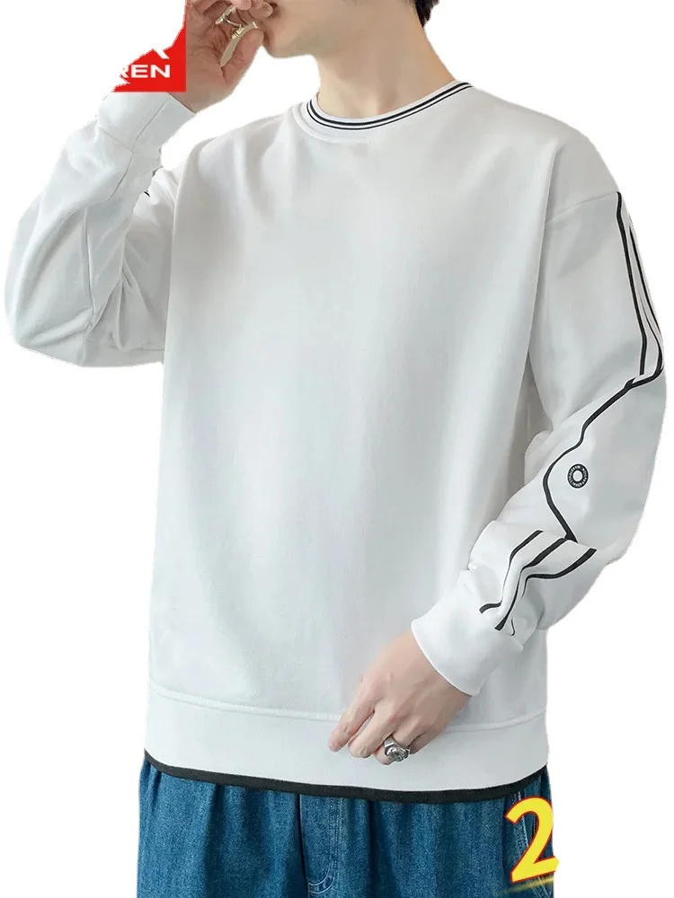 

Antarctic long-sleeved T-shirt men spring and autumn new loose round neck sweater Joker handsome casual clothes. 5102