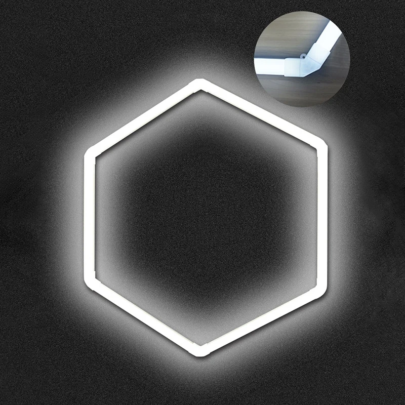 Garage Lamp Hexagon Lights Diy Led Tube Lamp Studio Workshop Ceiling Lamp Gym Office Mall Game Room Bedroom Atmosphere Lighting