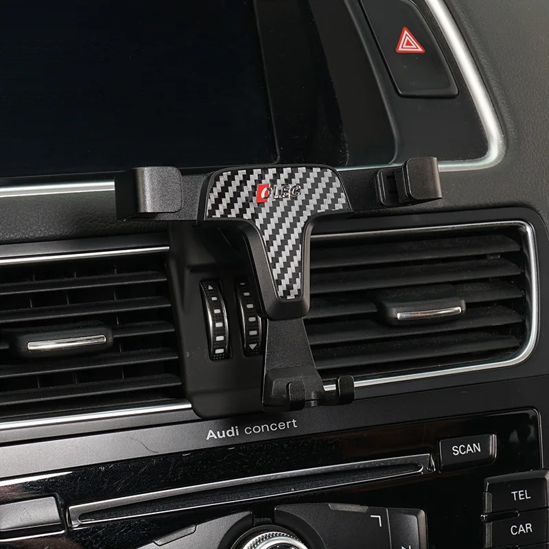 Carbon fiber car phone holder gps holder air vent mount stand bracket phone clip cradle for Audi Q5 SQ5 2010-