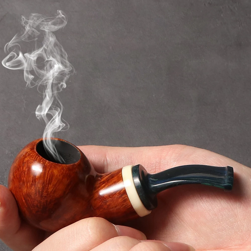 Mini Briar Tobacco Pipe with Cumberland Mouthpiece Thickened Flame Retardant Carbon Layer Smoking Pipe