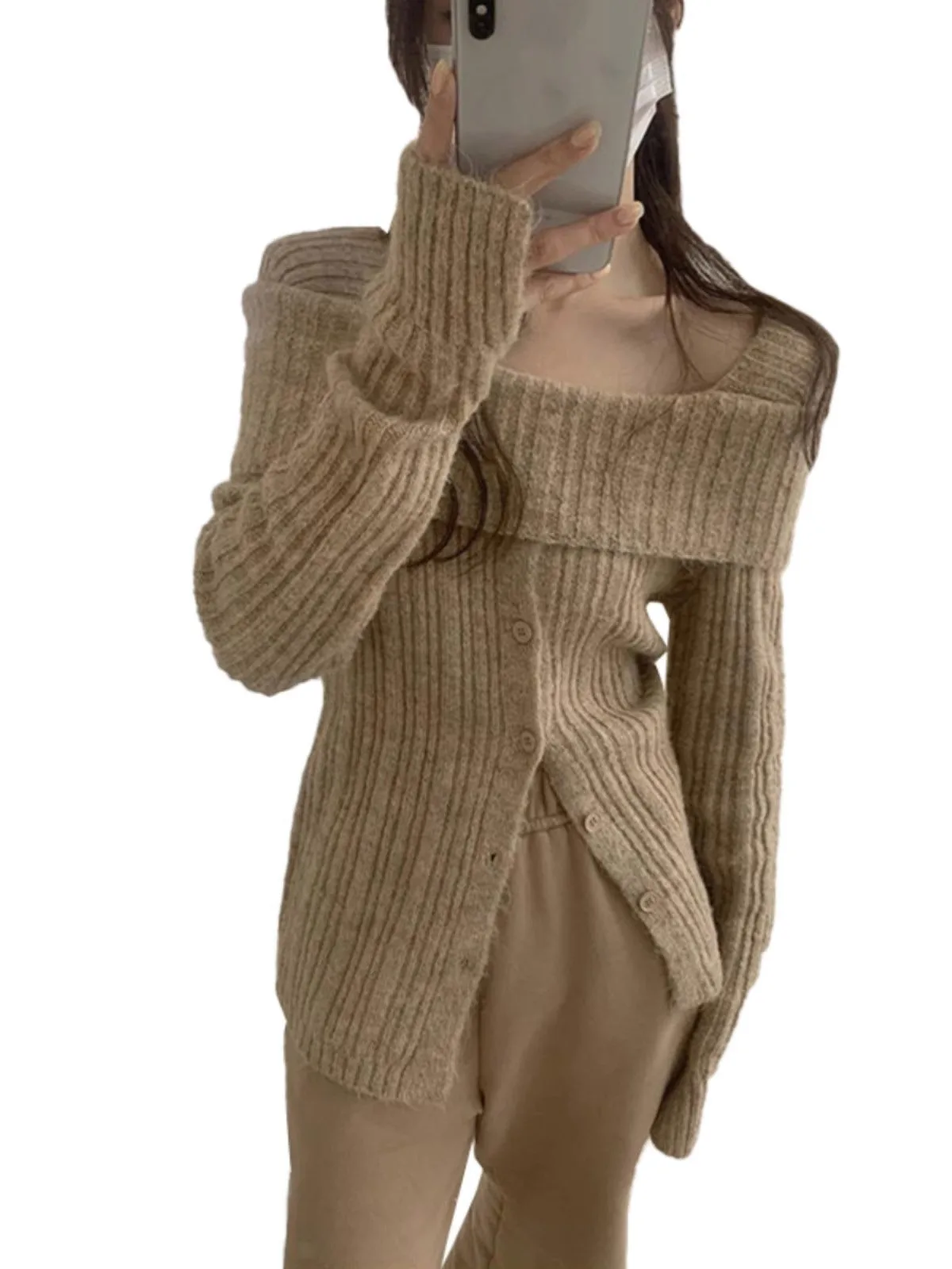 

2023 Women's Clothing Fashion one shoulder thin slim fit sweater Autumn Winter New