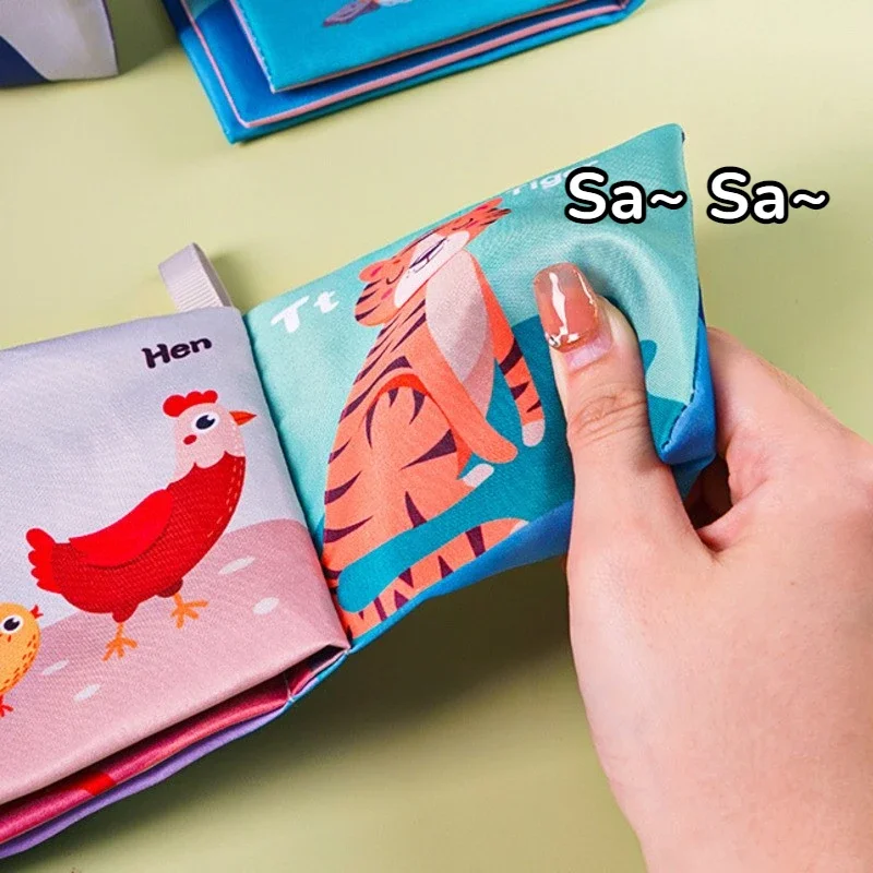Montessori Baby Cloth Book Early Learning Educational Toy Parent-child Interactive Sound Paper Rattle Puzzle Infant Quiet Book 4