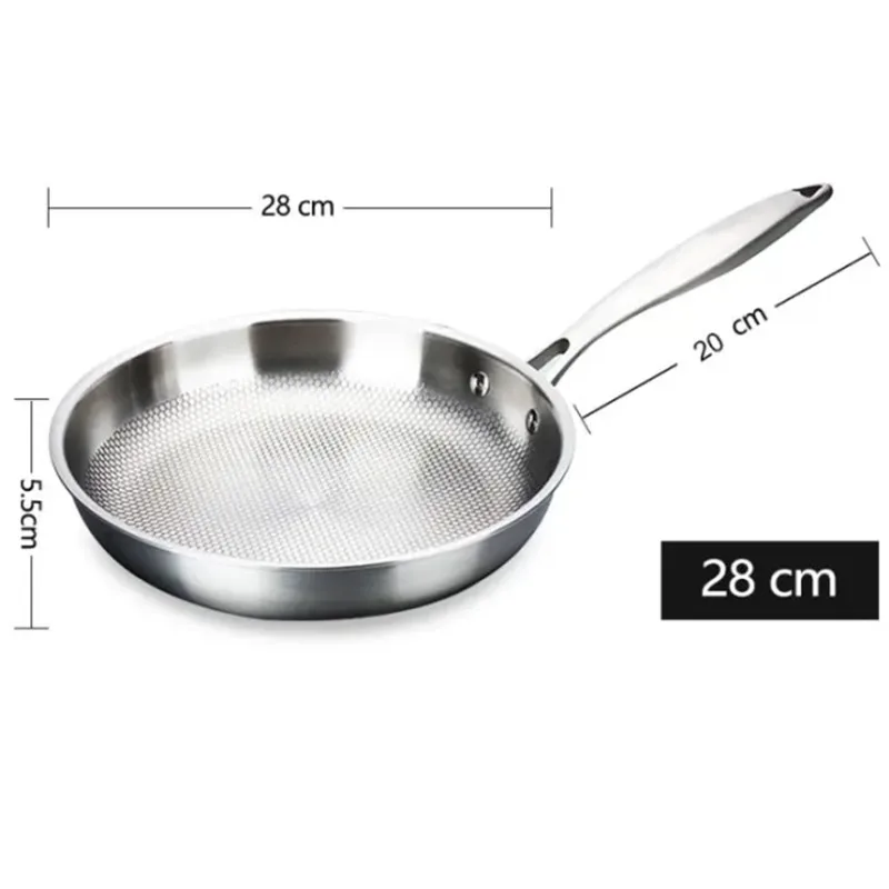 Premium Stainless Steel Wok Frying Pan - Uncoated, Nonstick Cookware