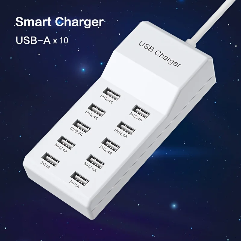 USB Charger 10-Port USB wall mounted charging station,USB Hub Adapter ...