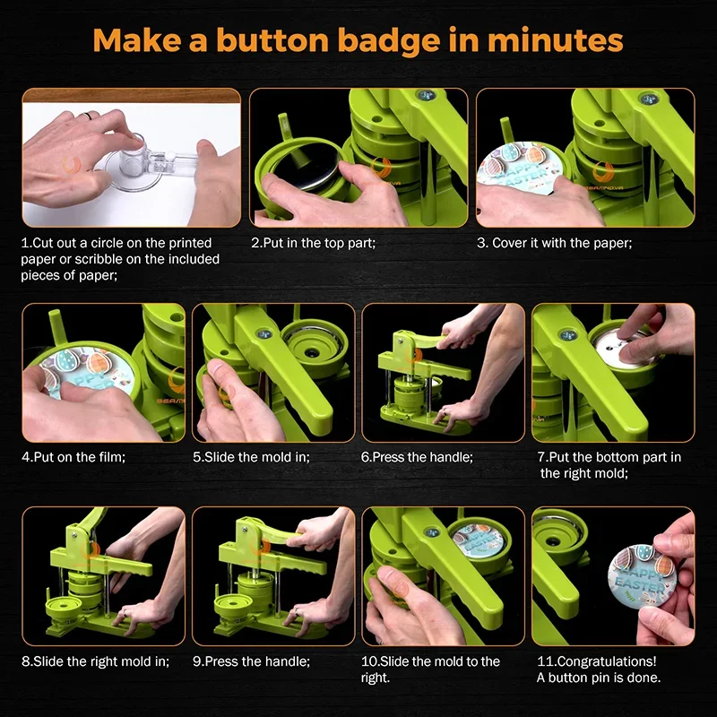 25/32/37/44/58mm Button Badge Maker Mould Round Badge Punching Mould With 100pcs Button Parts 100pcs Blank Paper DIY Tools