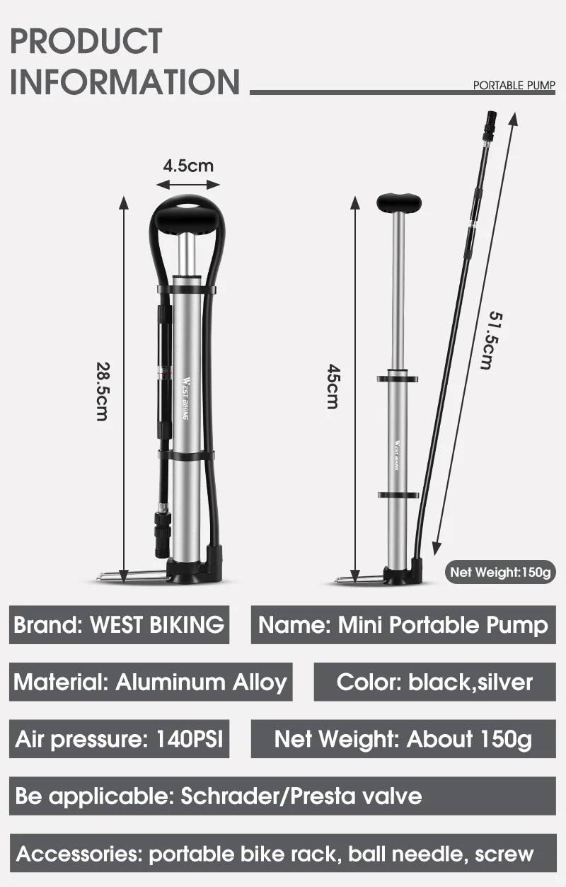 Pompe Vélo Haute Pression 300 PSI - Avec Manomètre Pour Fourches Et Amortisseurs