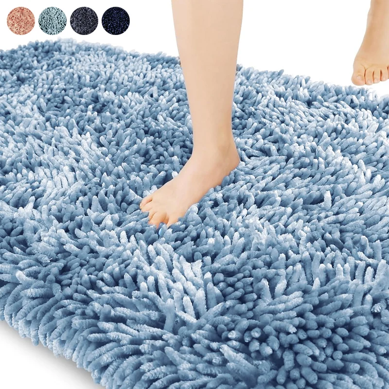 

Luxury Extra Thick Gradient Bath Rugs, Shaggy Fluffy Chenille Absorbent Floor Mat Non-Slip Absorbent Shower Room Area Mats