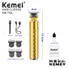 Kemei T9 Gold Hair Clipper Professional Electric Barber Zero Gapped Hair Trimmer 0mm Hair Cutting Machine Men USB Rechargeable 3