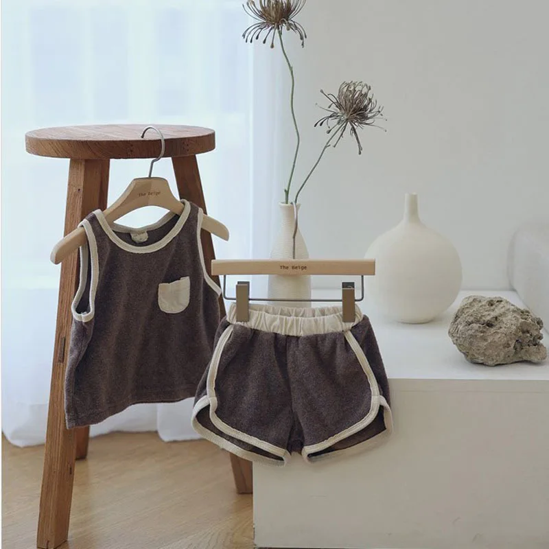 sun baby clothing set 2022 New Baby Sleeveless Clothes Set Summer Infant Vest + Shorts 2pcs Suit Cute Boys Girls Solid T Shirt Set Cotton Kids Outfits newborn baby clothing gift set