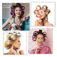 Kit de coiffure sans chaleur, 30 pièces/ensemble, rouleaux auto-agrippants avec 18 rouleaux de cheveux et 12 Clips pour bricolage, facile à utiliser 4