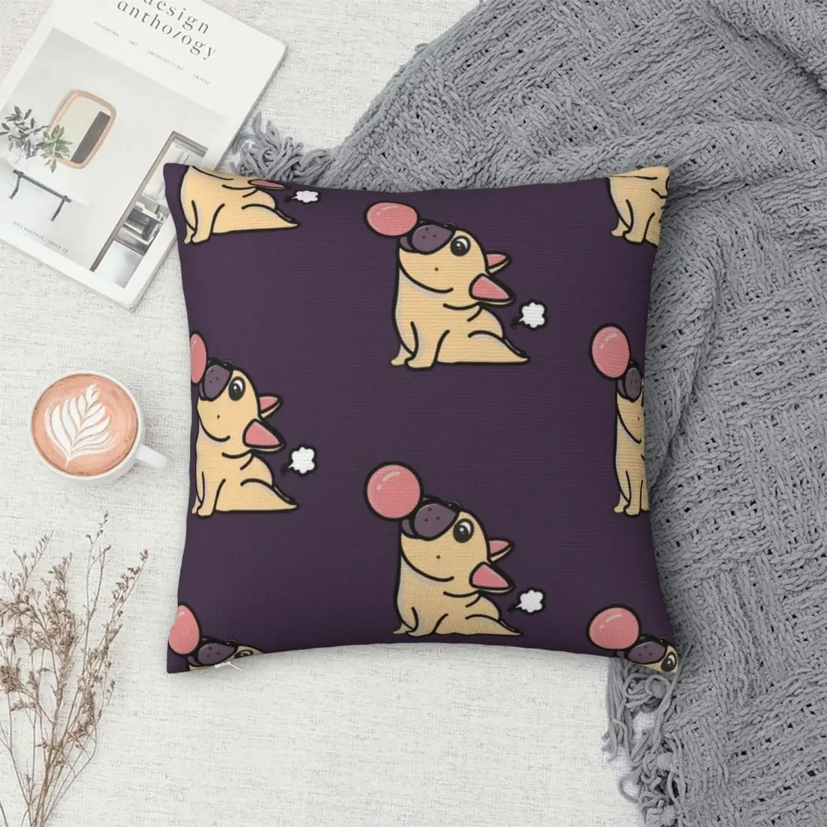 

French Bulldogs Bubble Gum Yoga Fart Pillowcase Polyester Pillow Cover Cushion Comfort Throw Pillow Sofa Decorative Cushion Used