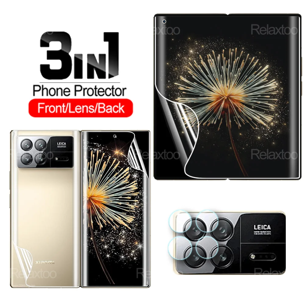 3 в 1 для Xiaomi Mix Fold 3 5G Передняя Задняя Гидрогелевая пленка стекло для камеры Mi MixFold 2 Fold3 Fold2 MixFold3 MixFold2 защита для экрана