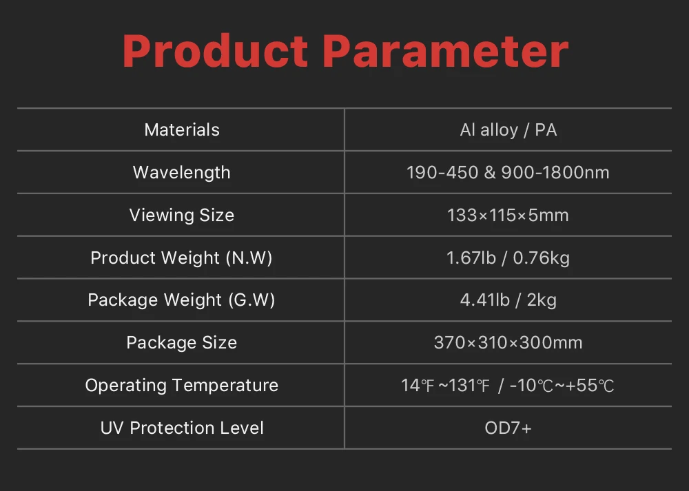 Ultrarayc Laserschutz-Schweißhelm OD7+ Faser YAG UV-Laser 190–450 nm und 900–1800 nm für Laserschweiß-Schneidemaschine – Detail 2