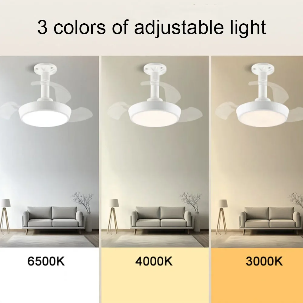 Air Circulation Fan 52cm 48w Bright 2-in-1 Ceiling Fan with Remote Control and 3 Adjustable Color Light for Bedroom