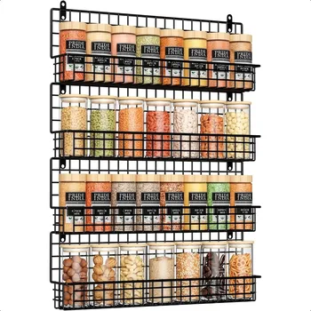 4 Pack Spice Rack Wall Mount Upgraded Connectable Seasoning Organizer for SpaceSaving Hanging Spice Storage for Cabinet Pantry