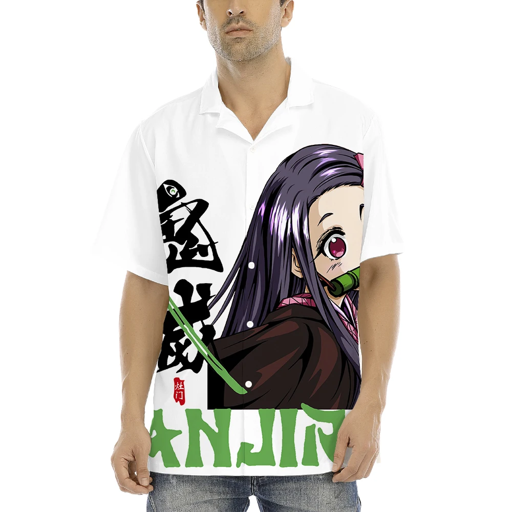 

2024 Cross border Foreign Trade New Anime Large Size Men's Leisure Fashion 3D Digital Printed Short sleeved Shirts, Men's Shirts
