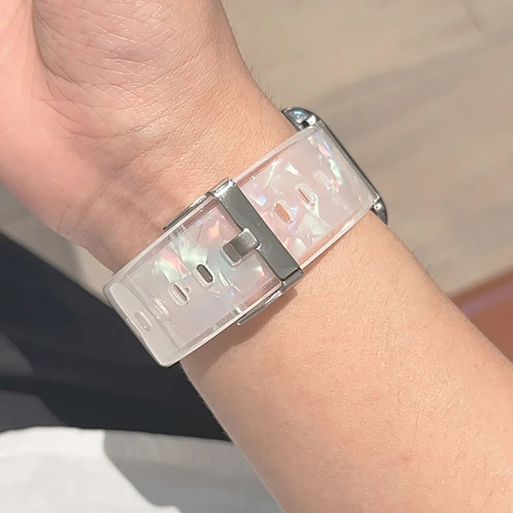Cute Rainbow Shell Pattern Clear Silicone Strap - Lovely Girl's Wristband