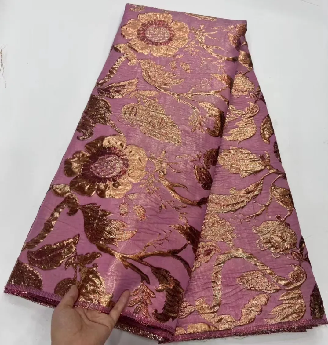 

Latest African Brocade Fabrics Materials Jacquard Damask Fabric Nigerian Laces 2023 High Quality Lace 5 Yards Silk Embroidery