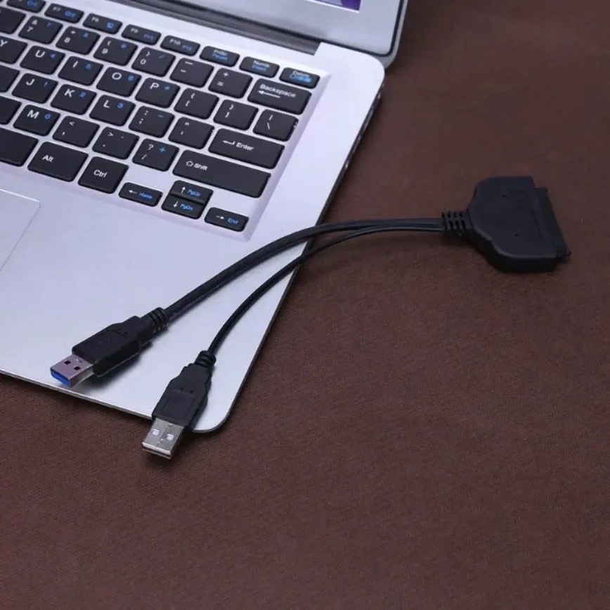 듀얼 USB to SATA 어댑터 SATA to USB 3.0 케이블 2.5인치 외장 SSD HDD 하드 드라이브 SATA 7+15핀 케이블 최대 5Gbps 지원