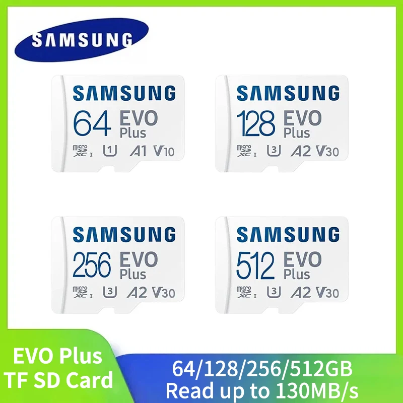 

SAMSUNG EVO PLUS Memory Card 512GB 256GB 128GB 64GB High Speed 100 MB/S Micro SD Class 10 U3 TF Cards UHS-I Micro SD Card