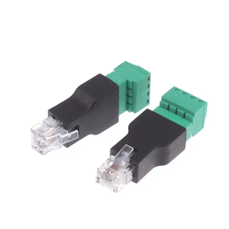 1/2Pcs 6P4C 남성-4핀 나사 터미널 RJ11 이더넷 커넥터 변환기(전화 수신기용) 연장 케이블 어댑터