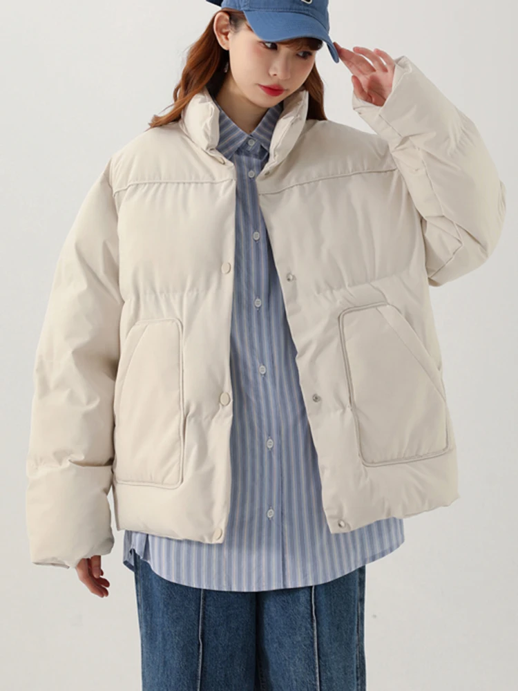 QOERLIN Winter Jacket Women Parkas Thicken Warm Coat Stand Collar Jackets Solid Color Parka Coat Women Fashion New Streetwear