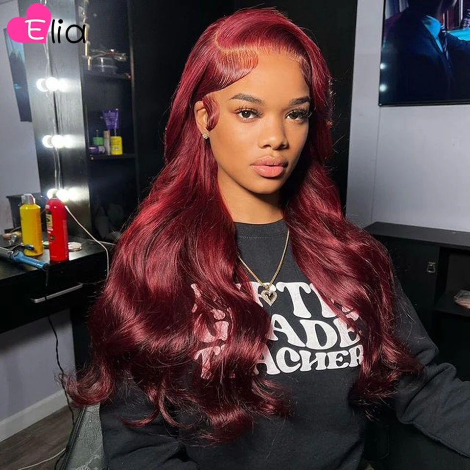 KRN Red Burgundy Color 99J Lace Frontal Wig 13x4 Body Wave Lace Front Wig  Brazilian Remy Hair 5x5 Closure Wigs with Baby Hair - AliExpress