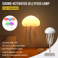 Modern Jellyfish Table Lamp USB Rechargeable Adjustable Color Changing LED Night Light with Polished Plastic Base 1