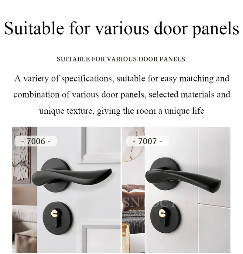 Description Picture 3 of itemAluminum Alloy Silent Split Lock European Black Alloy Bedroom Handle Lock Key Set Anti-Theft Safety Mechanical Door Locks