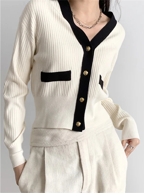 Black White Cardigan Sweater, White Black Cardigan Women