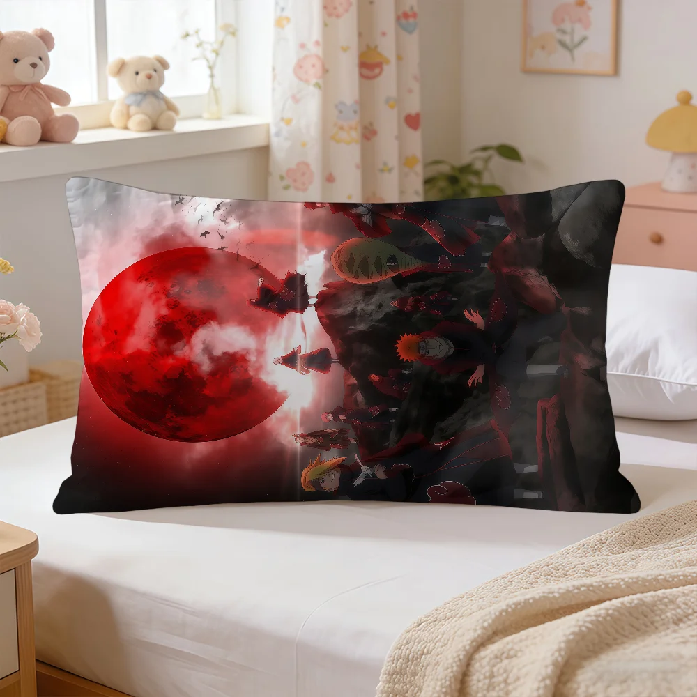 Akatsuki Naruto Decorative Rectangle Cushion Cover - Long Pillow Case for Sofa, Bench, Bedroom, and Chair